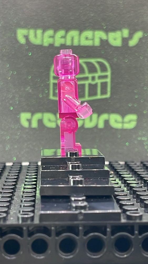 CUSTOM BLANK MOC TRANSPARENT HOT PINK MINIFIG