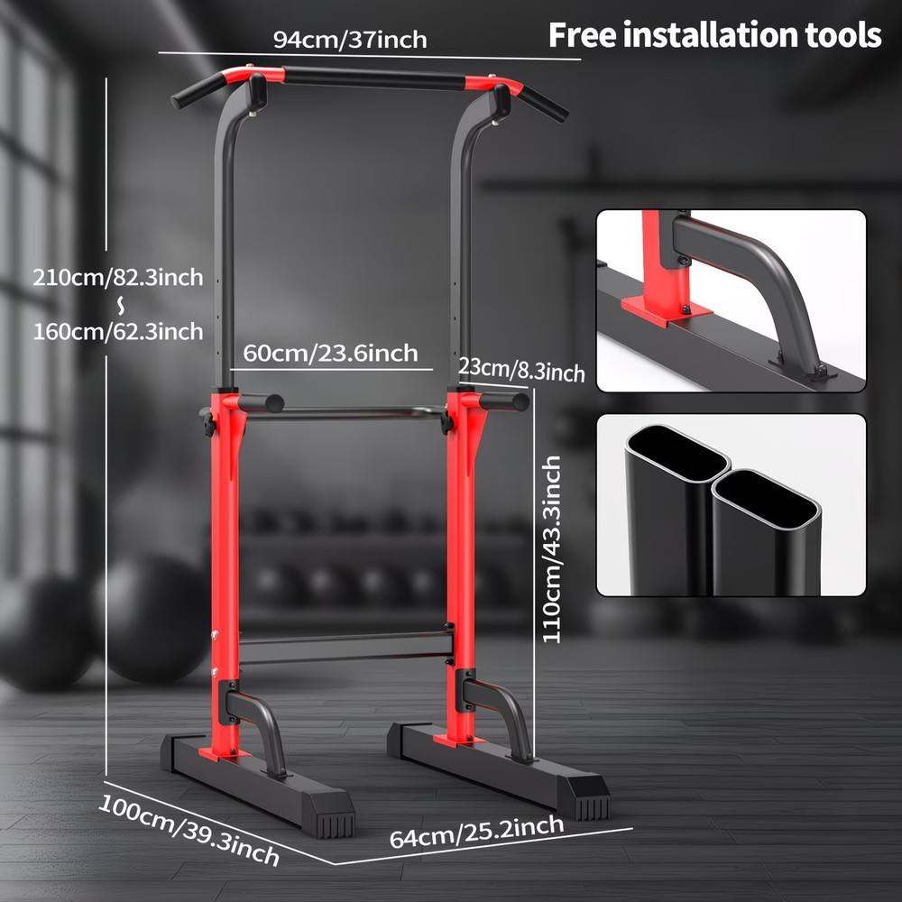 Adjustable Height Power Tower Dip Station,Multi-Functional Strength Training F