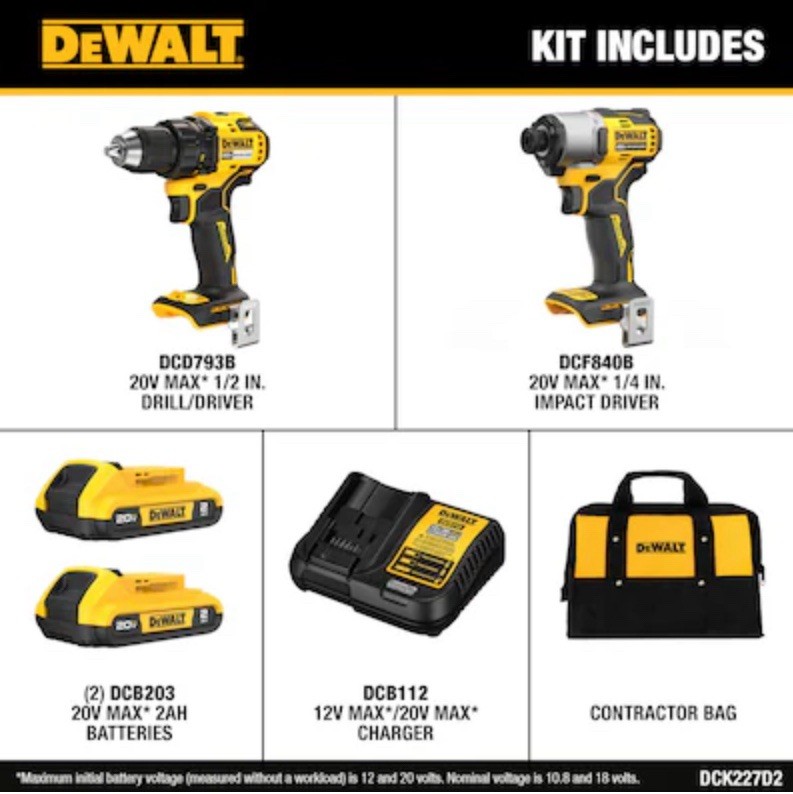 DEWALT 20V MAX 2-Tool Brushless Power Tool Combo Kit with Soft Case