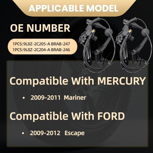 Wheel Speed Sensor ABS Compatible with 2009-2012 Escape 2009-2011 Mariner