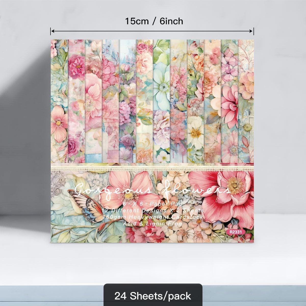 24 Sheets Floral Scrapbook Paper Pads 6X6 Single-Sided Flowers Pattern Decorativ