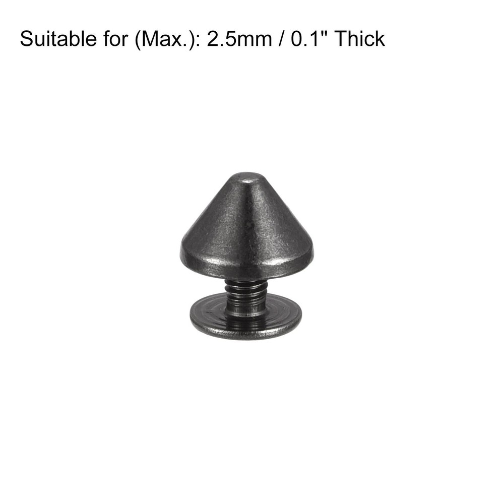 9x6mm Screw Back Rivets, 30 Set Solid Leather Studs for DIY Black