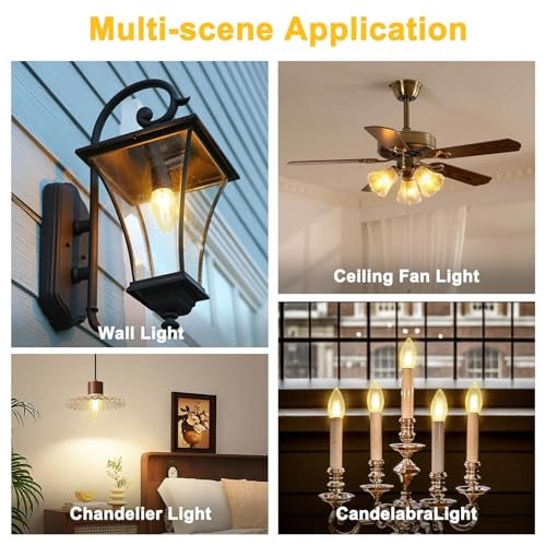 Incandescent Torpedo Tip Chandelier Bulbs - 25W Equivalent Dimmable Candle