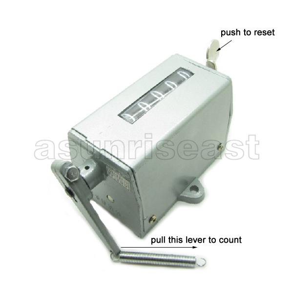 Mechanical 5 Digit 0-99999 Pull Count Counter Resettable With Spring 75-II Gray