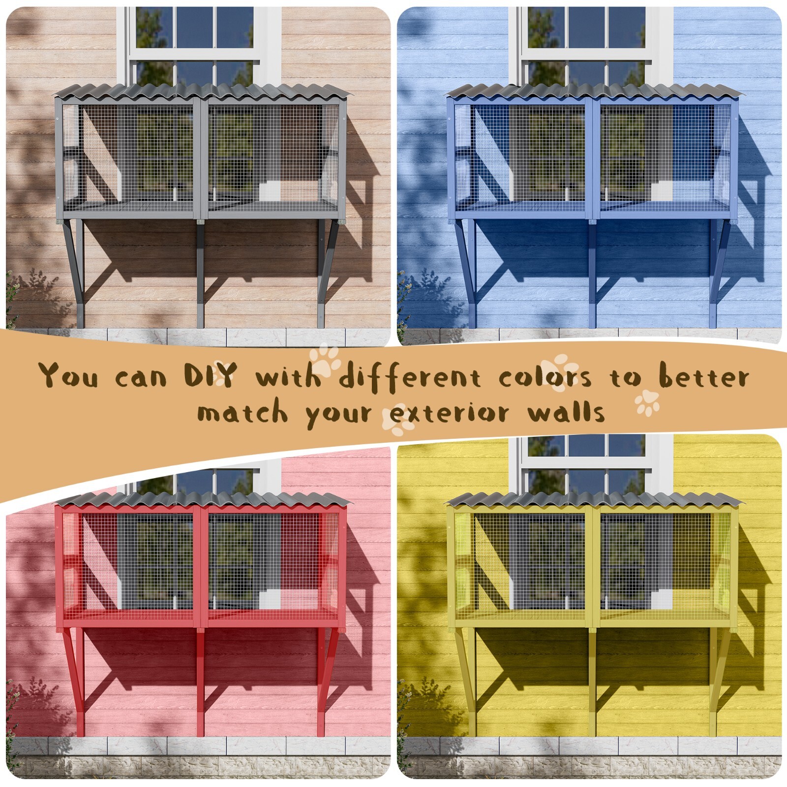 Cat Catio, Cat Window Perch for Large Indoor Cats - Expandable Wooden Cat Window