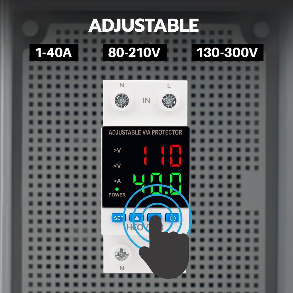 Over and Under Voltage Protector Adjustable 110V,40A Voltage Regulator with L...