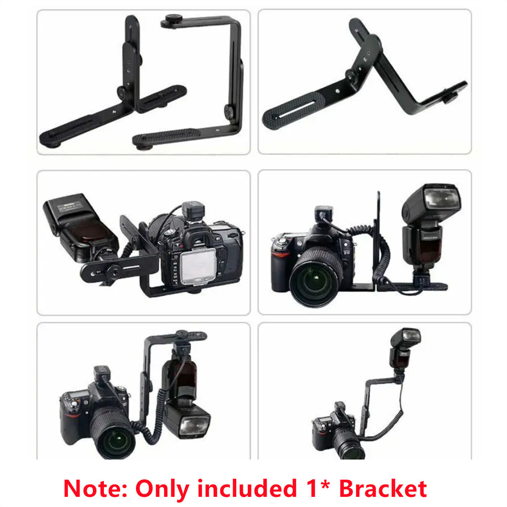 Aluminum L-Shape Flash Bracket Flashlight Camera Holder Mount For DSLR Camera