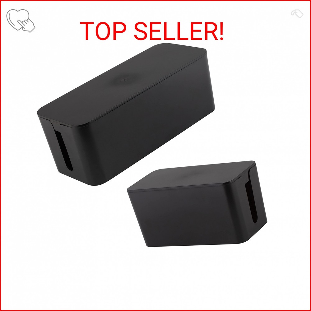 Simplify 2 Pack Cable Organizer Box | Multi-sized | Hidden Storage with Lid | Ch