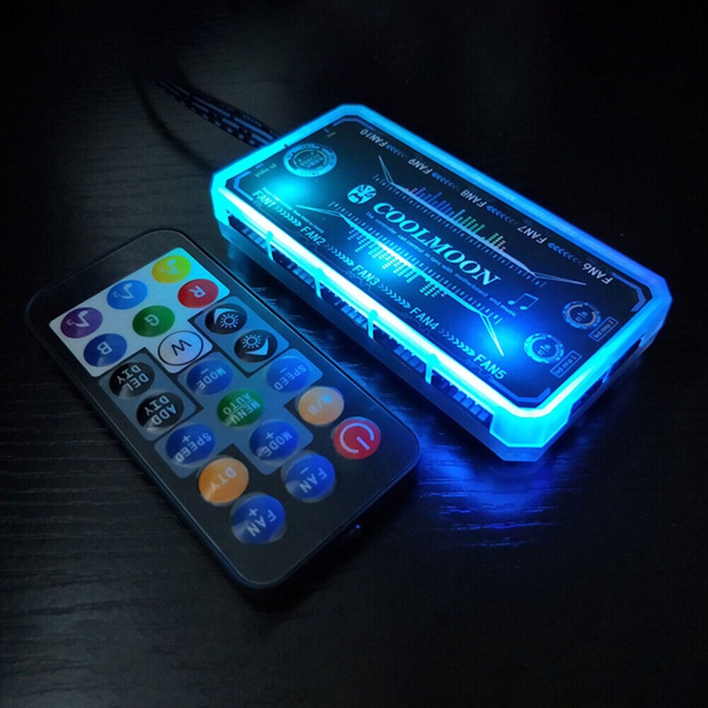 Cooling Fan Hub RGB Fan ARGB Controller Remote Control Computer Case Adapter