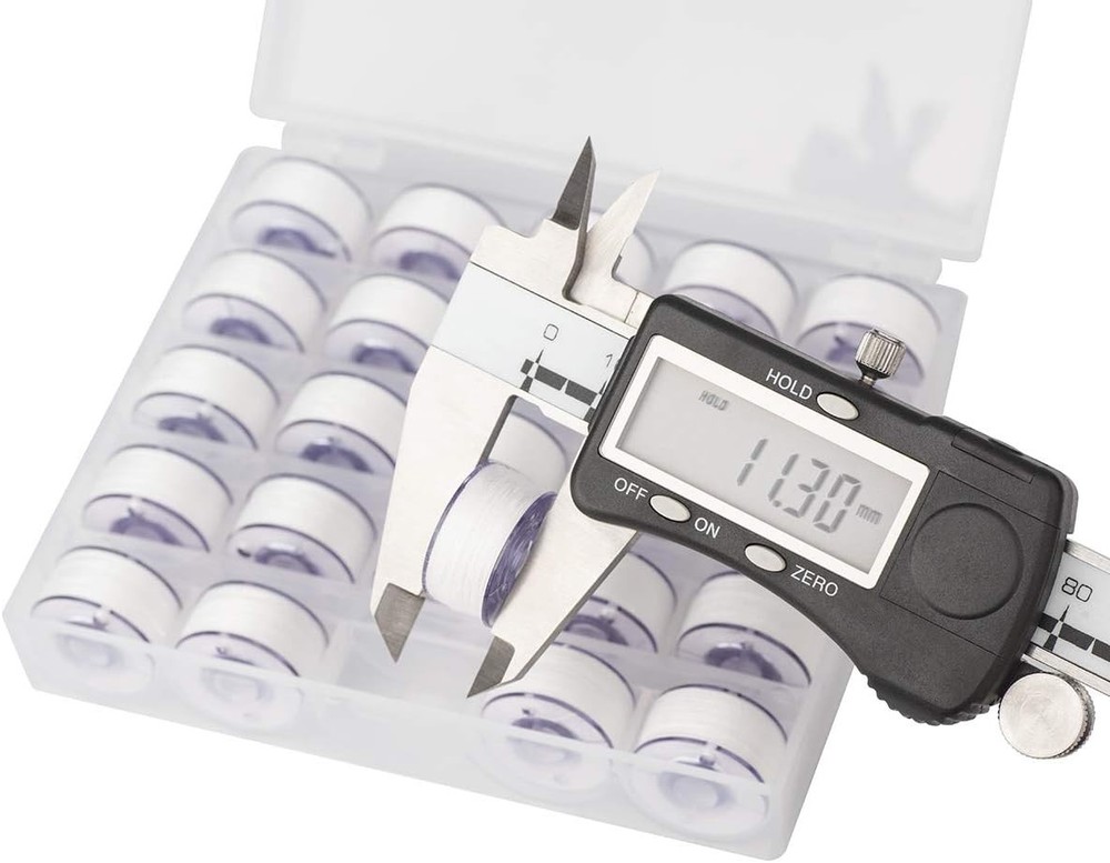 Simthread 25pcs 90WT White Prewound Bobbin Thread Size A Class 15 (SA156) with C