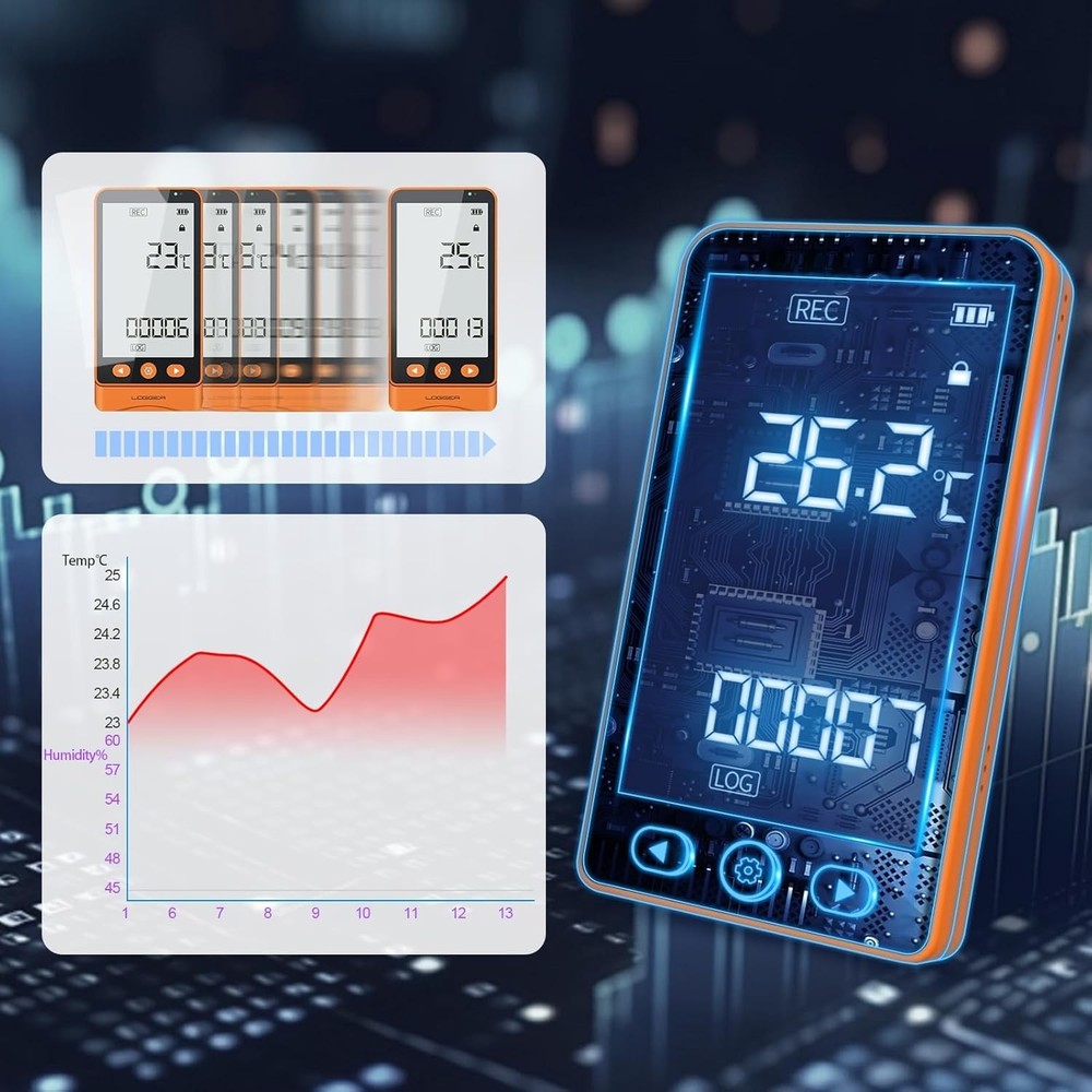 Temperature Data Logger with External Probe, High Accuracy Thermometer Hygromete
