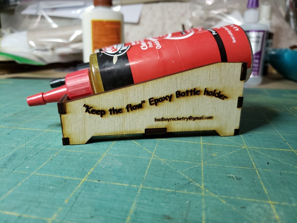 "Keep The Flow" Epoxy Bottle Holder keeps the epoxy in the nozzle between pours