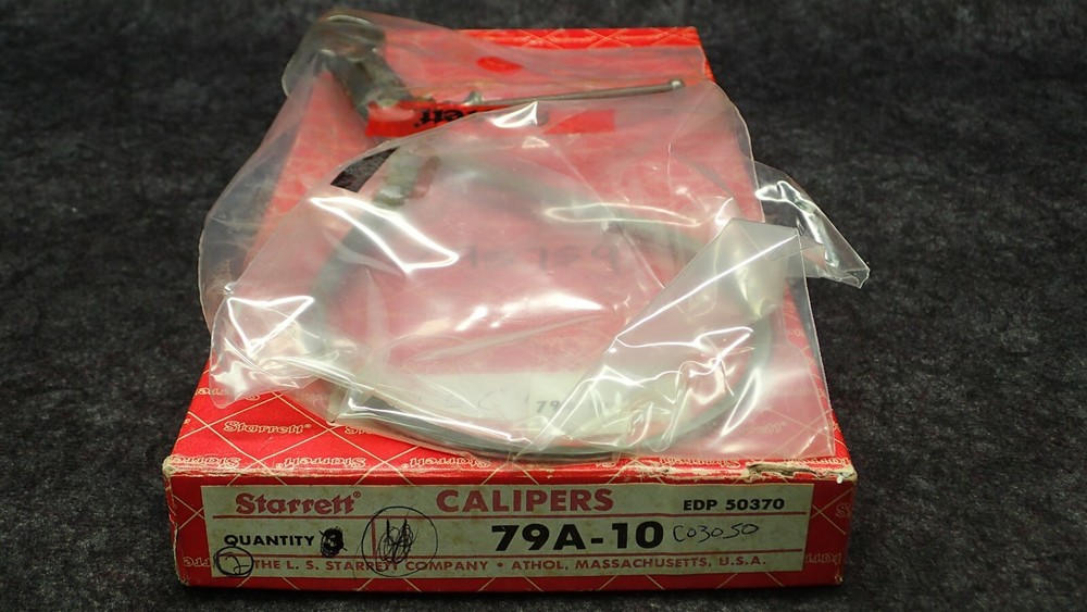 79A-10 STARRETT 10" Yankee Spring-Type Caliper, Quick-Spring Nut, Flat Leg (G22)