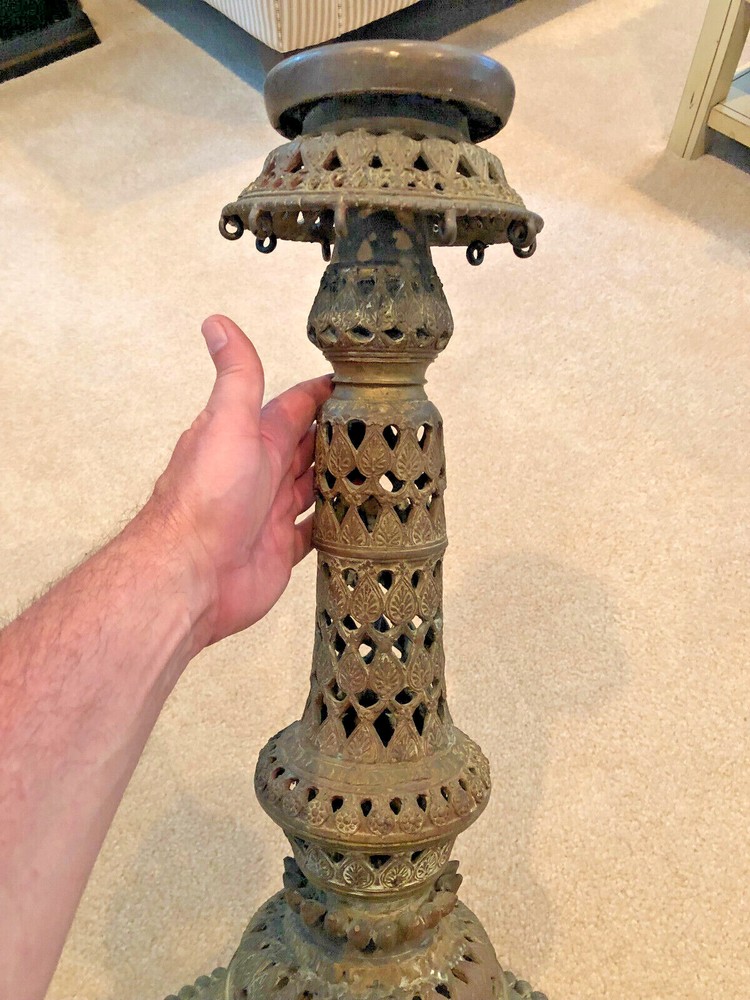 Antique Large Heavy Brass Middle Eastern India Stand