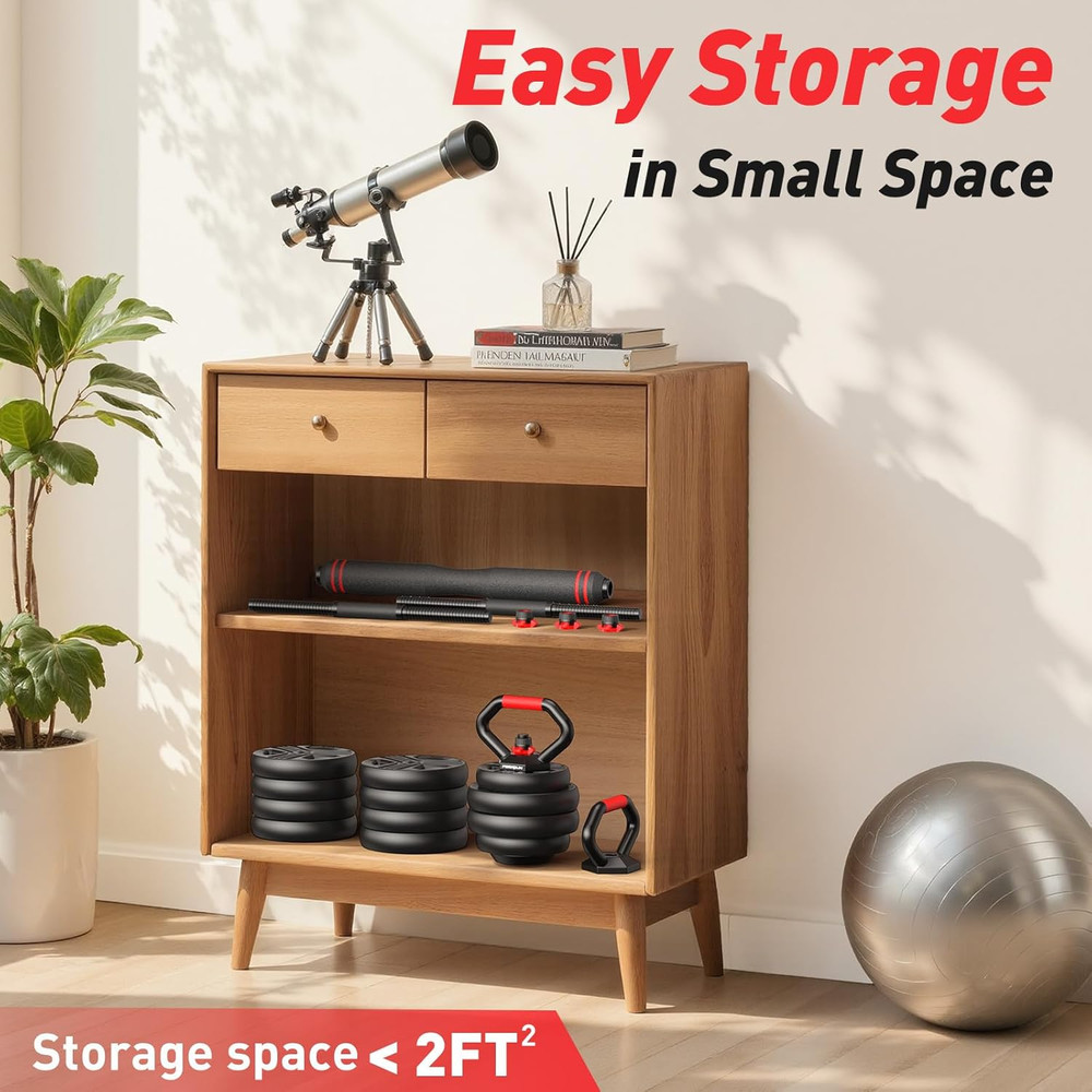 Adjustable dumbbell set with storage tray