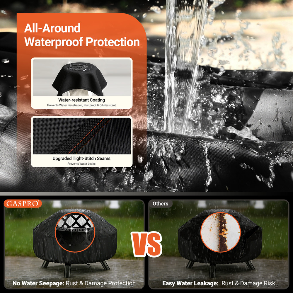 32" Fire Pit Cover Waterproof Round 22-32" Outdoor Windproof Drawstring