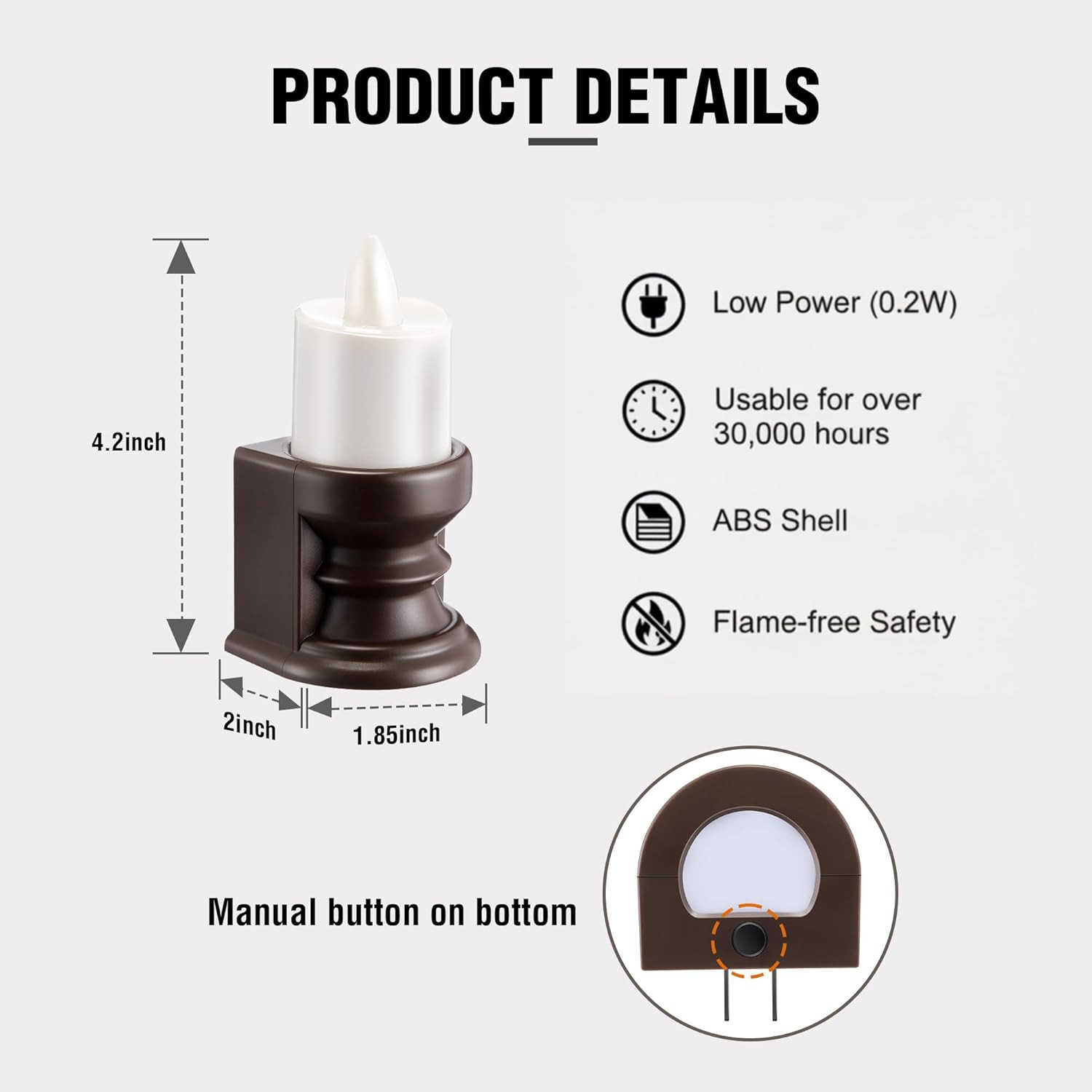 Flickering Flameless Candle Night Light Plug in, Dimmable LED Nightlight with Du