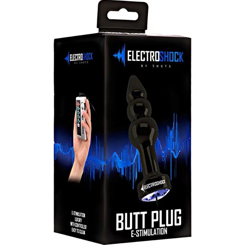 SHOTS-ELECTROSHOCK E-Stimulation 3.9” Ribbed Butt Plug With Controller Power Box