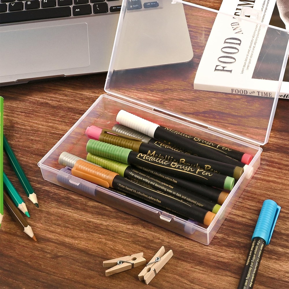 24 Pack Mixed Sizes Rectangular Mini Plastic Containers Clear Plastic Storage...