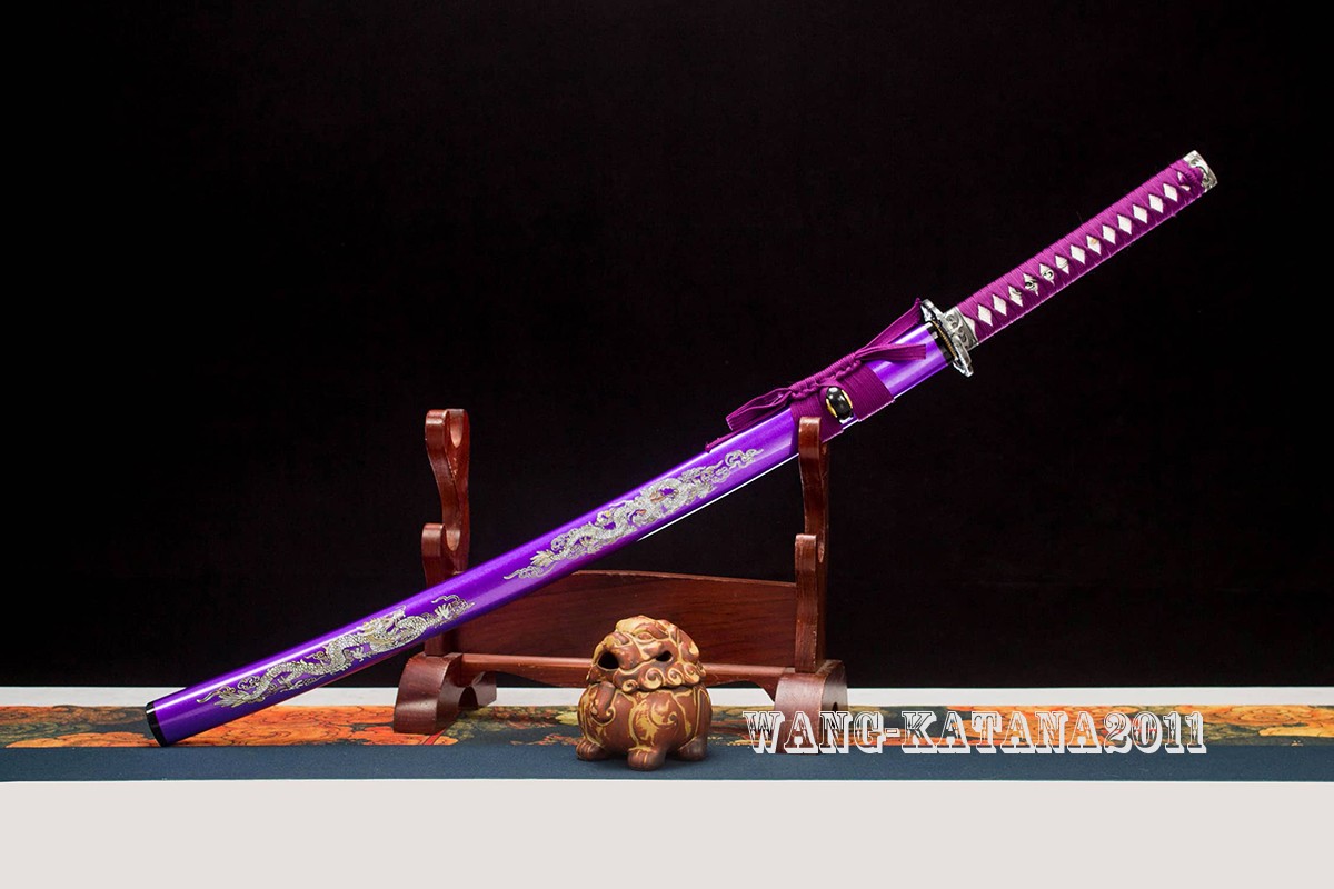 All Purple Battle Ready Sharp Deagon Japanese Samurai Katana Sword 1095Steel