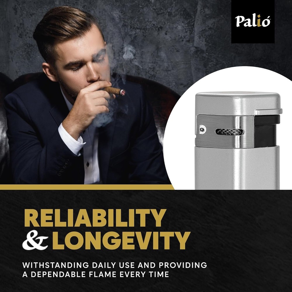 Palio Triple Torch Lighter, Triple Jet Flame Power, Silver