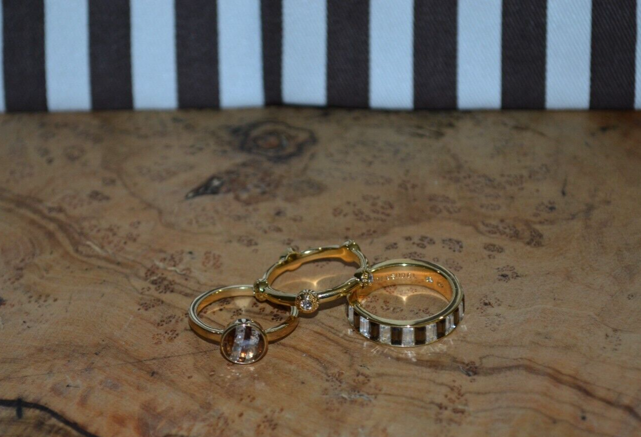 Henri Bendel Centennial Striped Ring Trio - You Pick Size