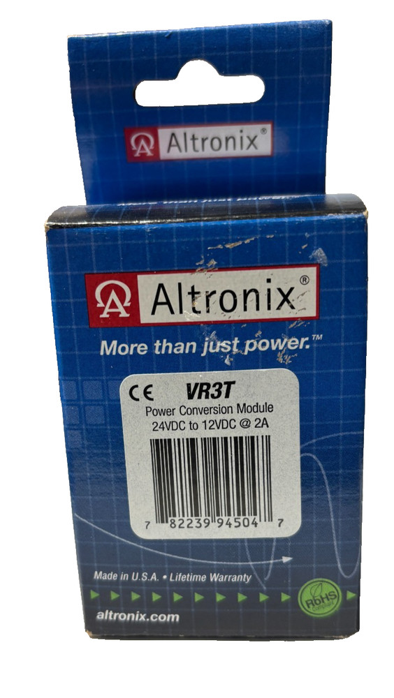 Altronix VR3T, Power Conversion Module 24VDC to 12VDC output @ 2A max - NEW!