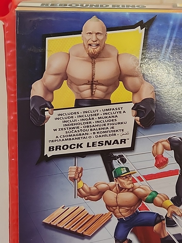 WWE Knuckle Crunchers Rebound Ring With Brock Lesner Figure Mattel Brand New