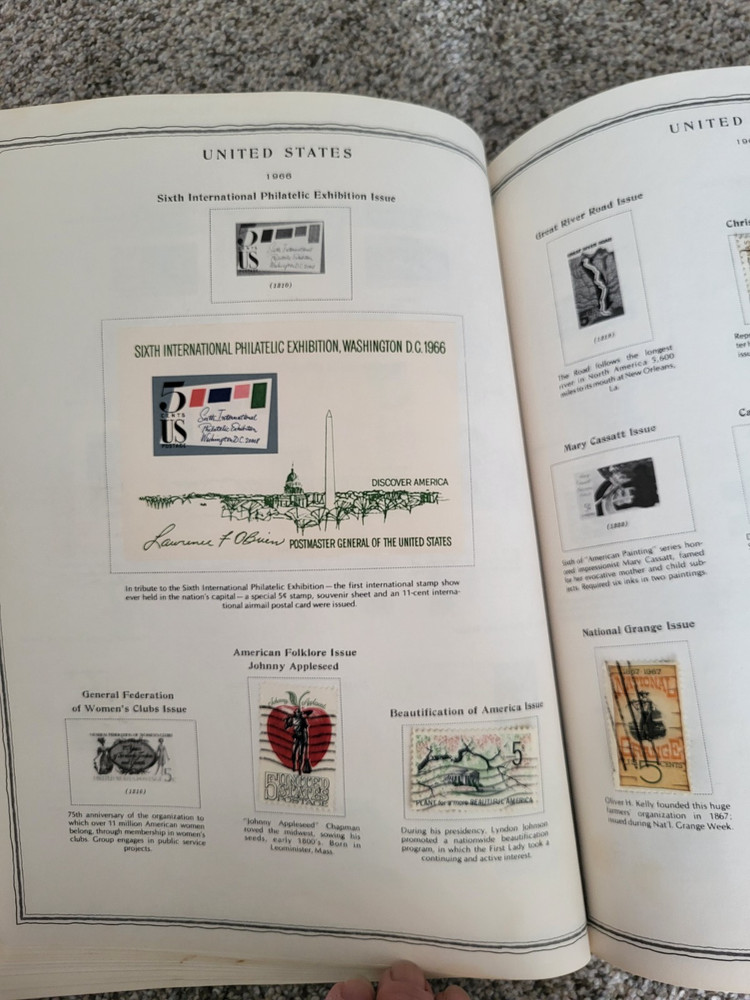 Scott USA stamp album 1973 softcover plus 8 blocks of 4 and randoms