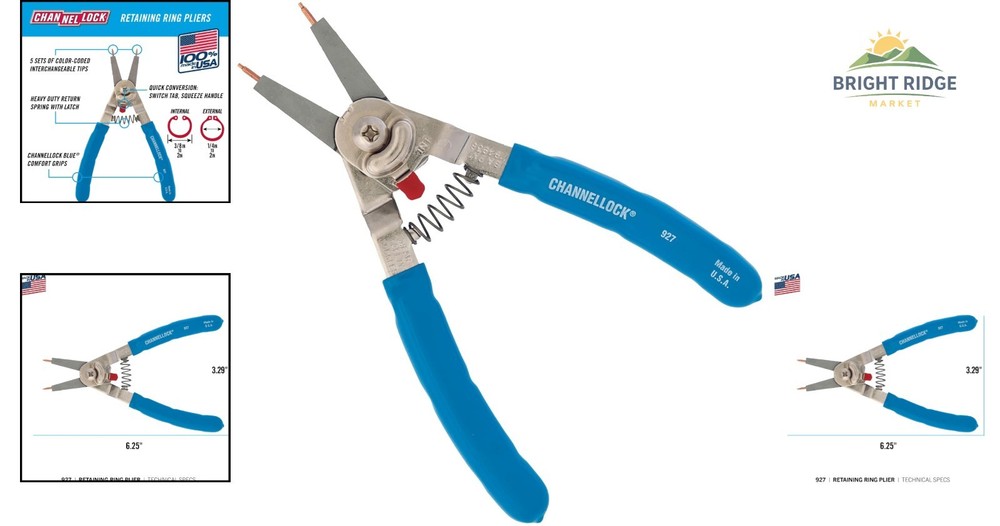 8-Inch Precision Snap Ring Pliers with Interchangeable Tips for Versatile Use
