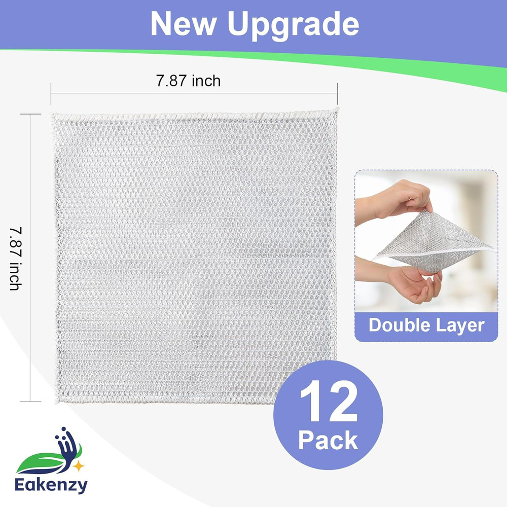 12 Pack Steel Wool Scrubber, Double Layer Non-Scratch Wire Dishcloth, Multipu...