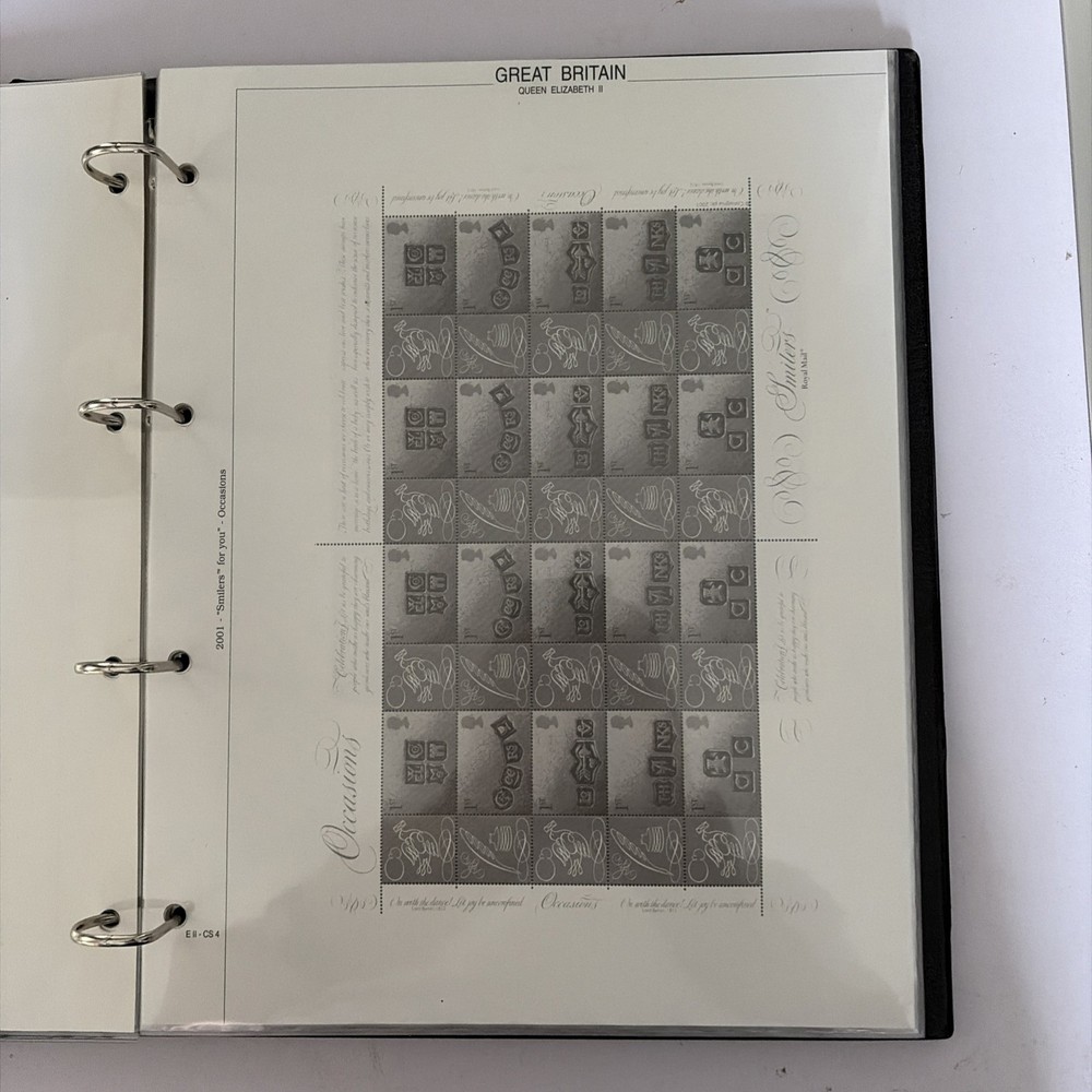 Royal Mail Smilers Luxury Padded Album, CS1-5, 7-12, 2000-2002, Used. No Stamps
