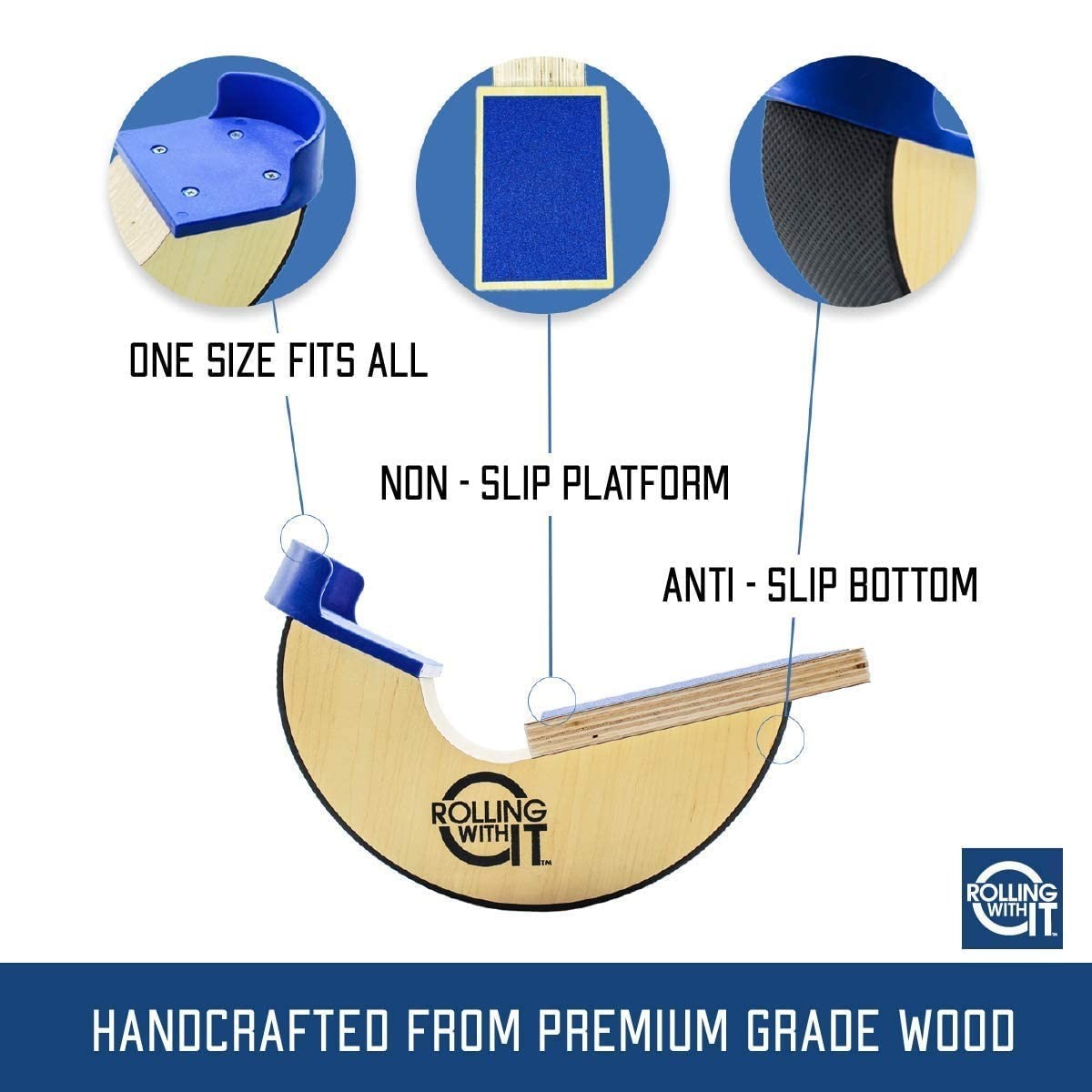 Wooden Foot Rocker - Calf Stretcher for Achilles Tendonitis, Plantar Fasciitis