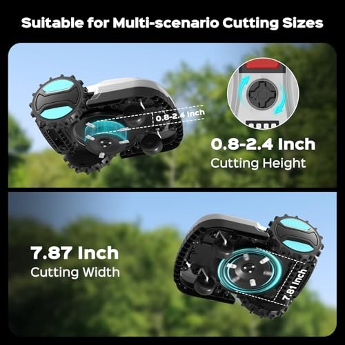 Robot Lawn Mower with App Control – Adjustable Cutting Height, Auto Silver Grey