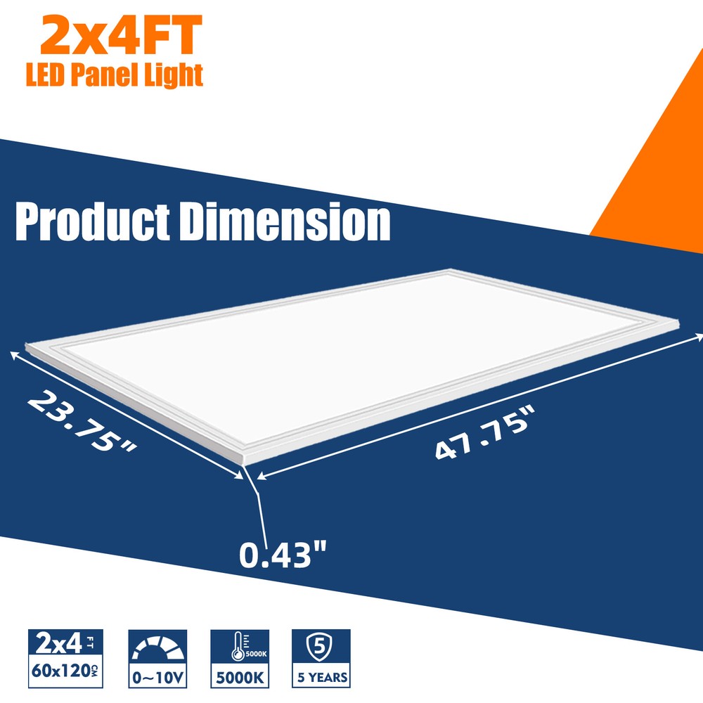 2-Pack, 2x4 LED Troffer Ceiling Panel Light, 75W, 5000K, 7800LM, 0-10V Dimmable