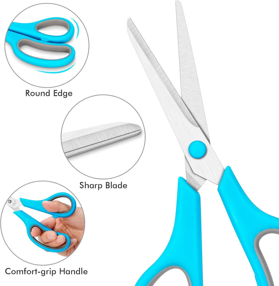 24 Pack Scissors Bulk, 8 Inch Sharp Scissors All Purpose for Office School Class