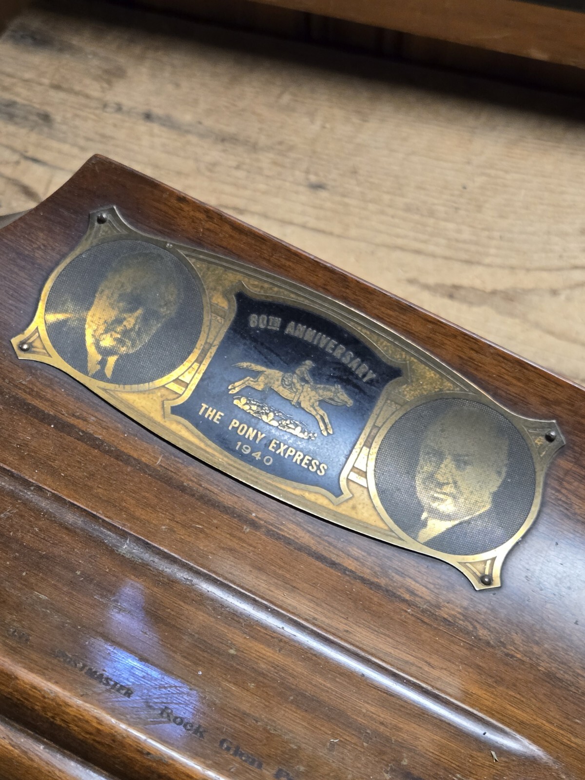 Old 1940 Pony Express Presentation Sheaffer Pen Desk Set Roosevelt Rock Glen PA