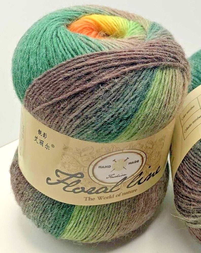 Floral Line wool / acrylic blend yarn rainbow multi