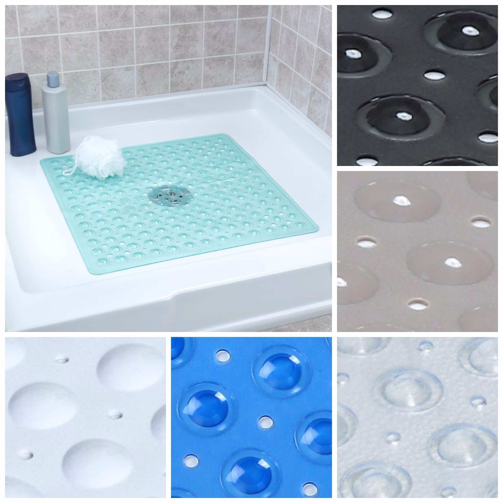 Large Non Slip Shower Mat with Drain Holes: SlipX Solutions Square Shower Mat