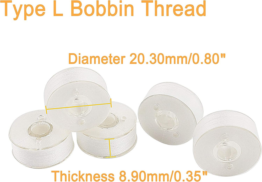 144Pcs Type L (SA155) Size White Prewound Bobbin Thread Plastic Side for Commerc