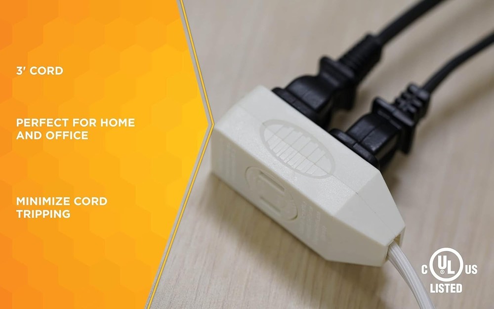 SlimLine 3ft Flat Plug Extension Cord - Right Angle, 3 Polarized Outlets