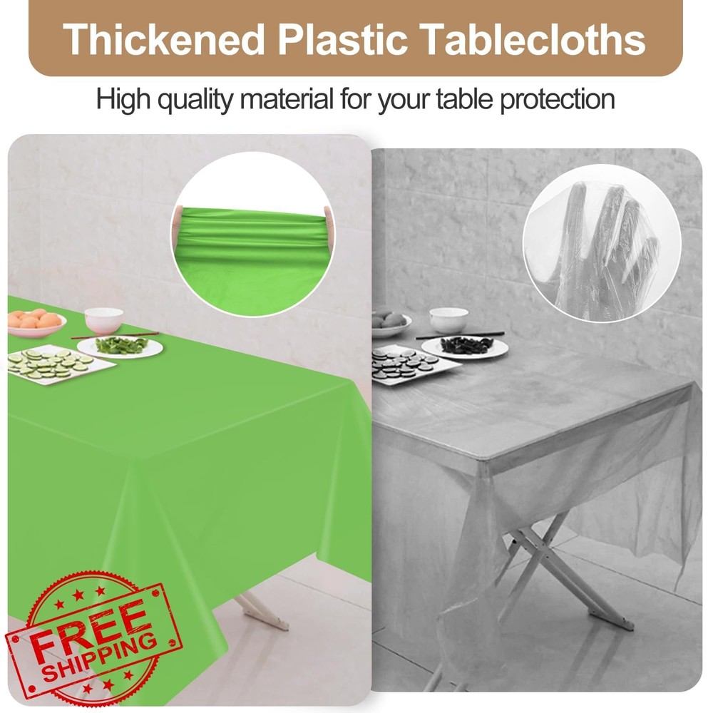 Kongdaoth Lime Green Plastic Tablecloths 16 Pack 54x108 Rectangle