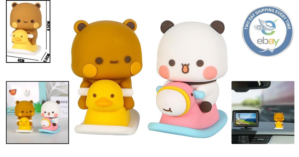 Adorable 2 PC Bubu & Dudu Bear Dashboard Decorations - Whimsical Car Ornaments