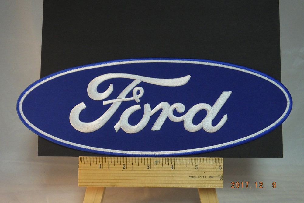 Large Ford  Patch  Iron-On Embroidered Patch, 12"x4" Oval