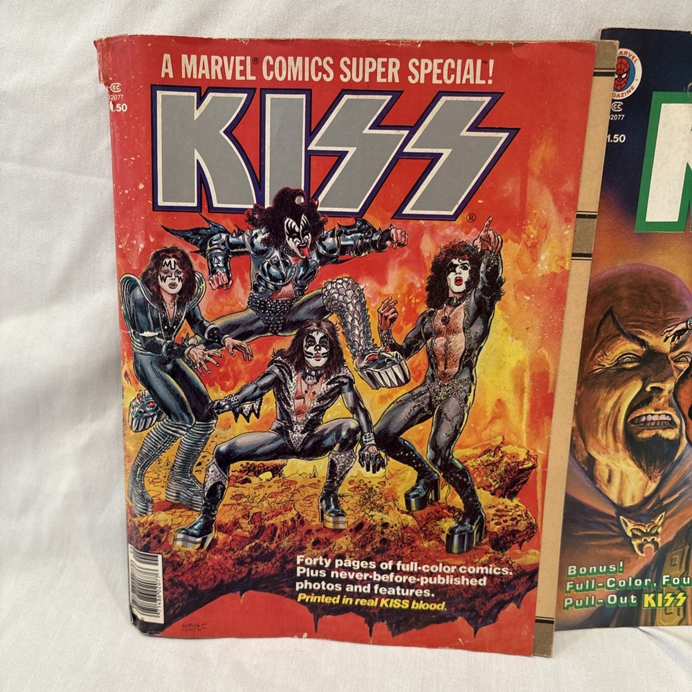 1977 & 1978 Kiss Marvel Comics Super Special Comic Book With Poster Centerfold ￼
