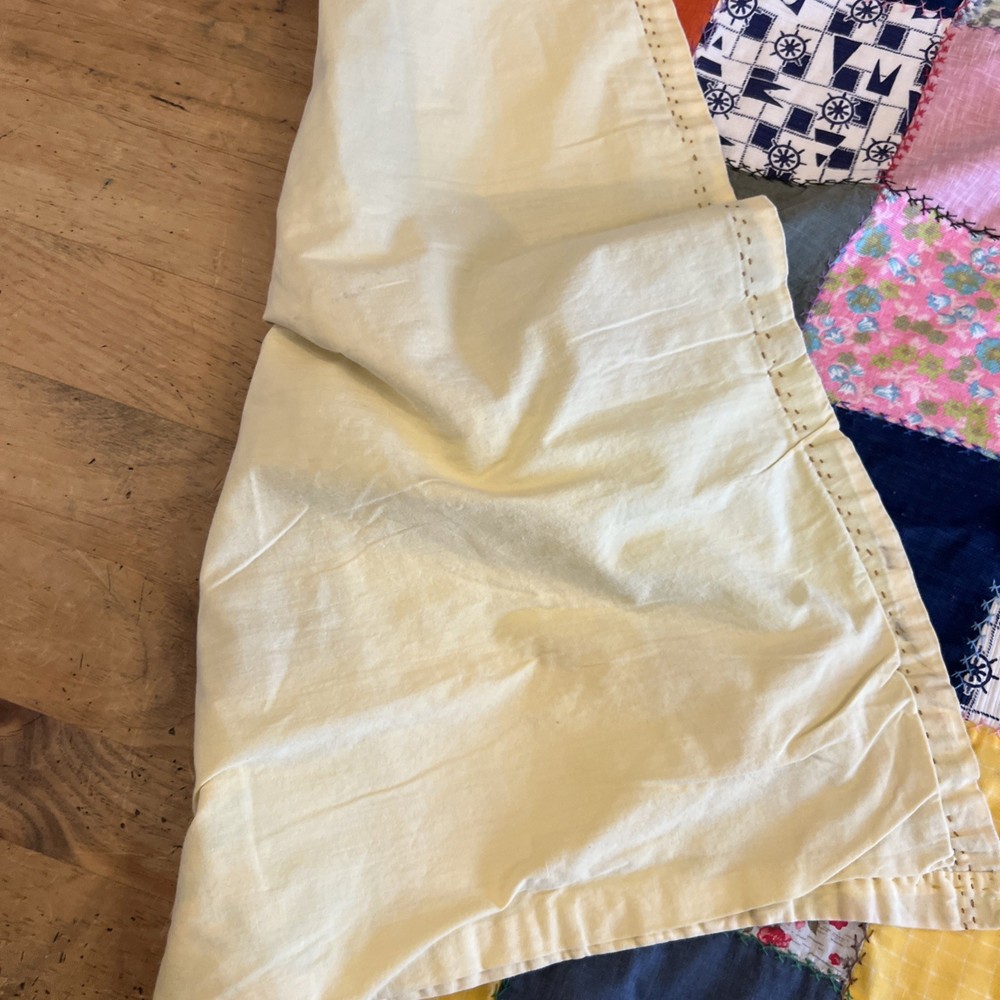 Patchwork Quilt/Throw Handmade 68x77 Large. Really Nice Blanket