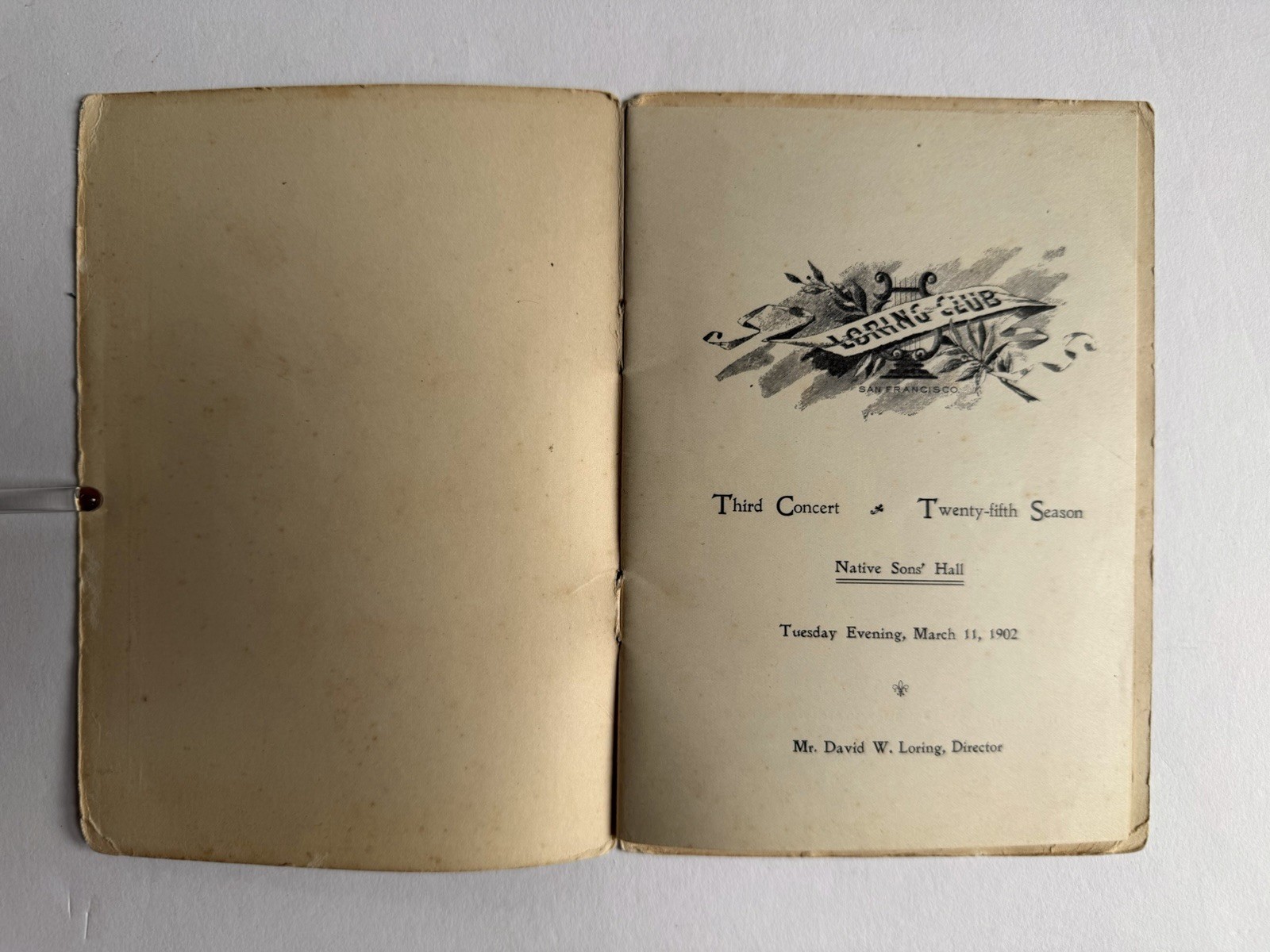 Antique 1902 Program Playbill Loring Club San Francisco Hiawatha & Minnehaha