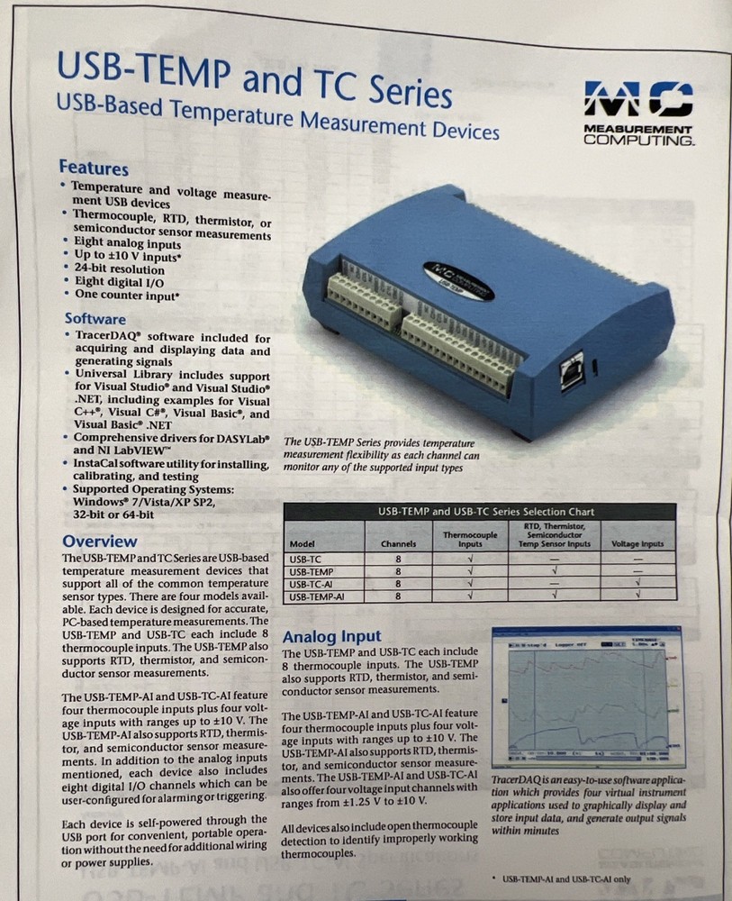 Measurement Computing USB-TC Thermocouple Module 8-Channel