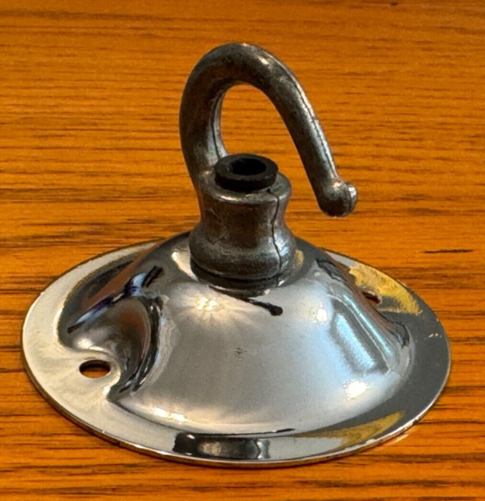 VINTAGE CHROME CHANDELIER CEILING ROSE WITH HOOK