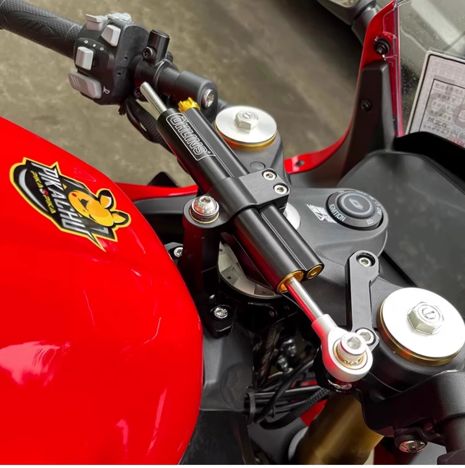 Universal Motorcycle Steering Damper Stabilizer Adjustable Ohlin 2-tube Black